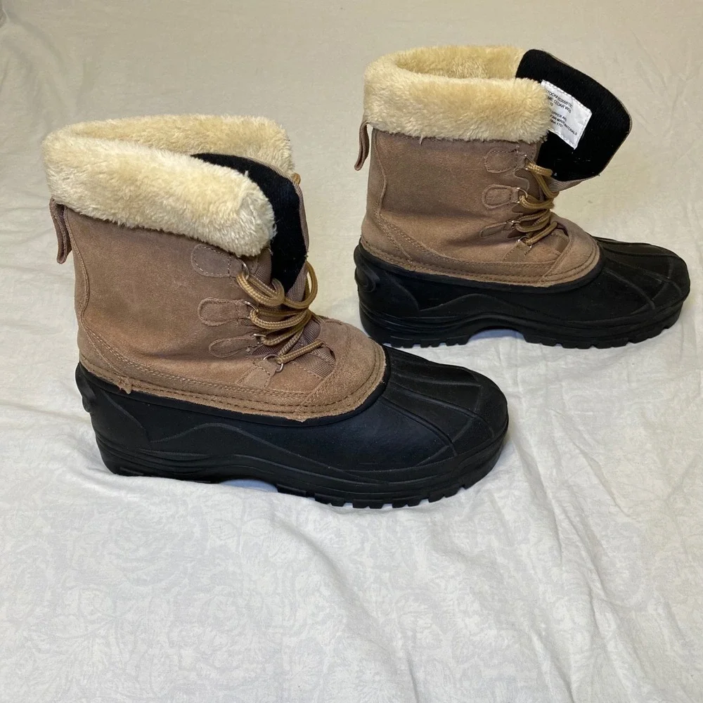 Itasca Thinsulate Winter Snow Boots Men's Size 10 Insulated Duck Boots Brown